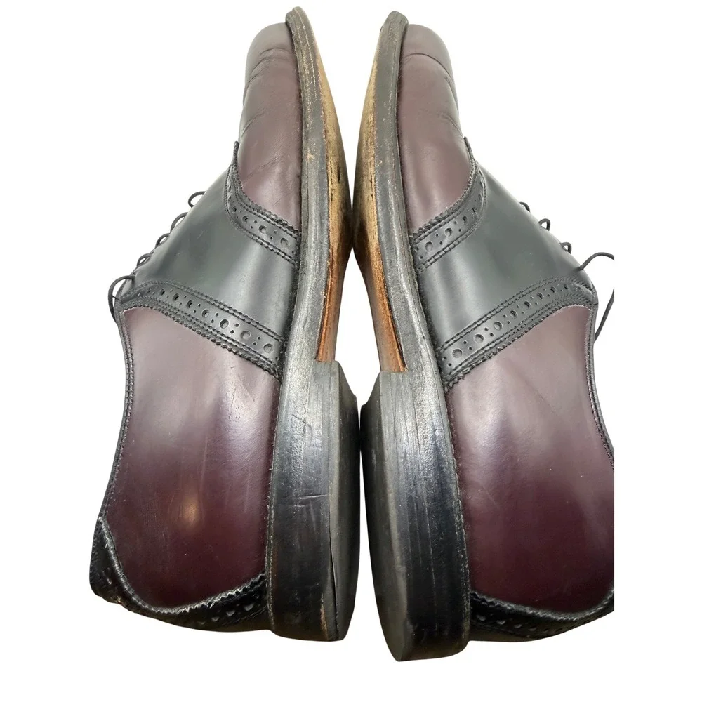 Allen Edmonds Shelton Saddle Shoes Mens 13 D Burgundy Black Leather Oxfords 8271